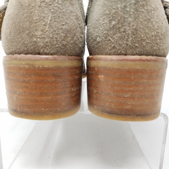 Stuart Weitzman shoes green/brown suede buckle panel ankle booties 4.5M - Picture 4 of 12